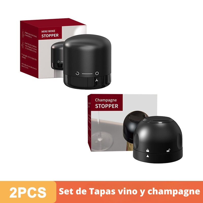 Tapa botella de vino y champagne reutilizable